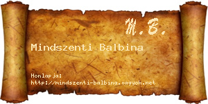 Mindszenti Balbina névjegykártya